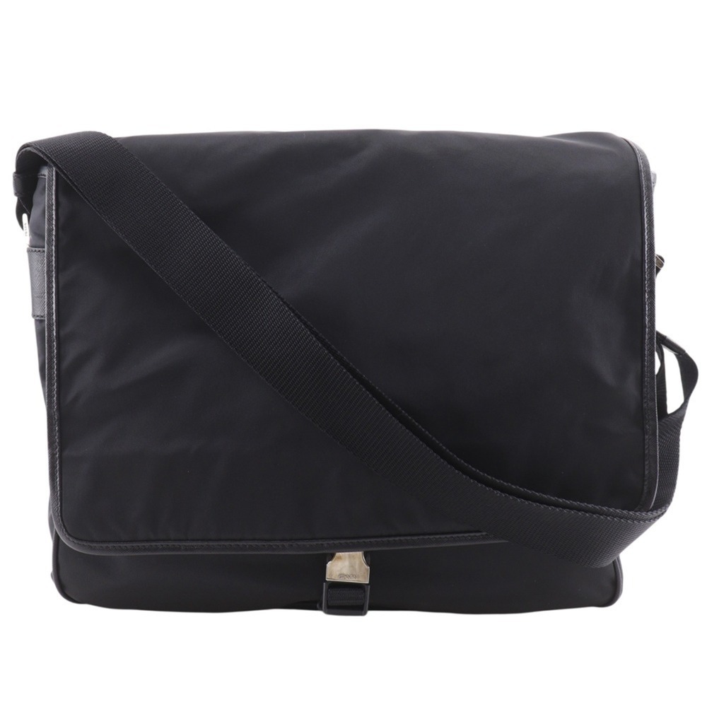 Prada PRADA Shoulder Bag V158 Nylon NERO Black A4 Flap Men's